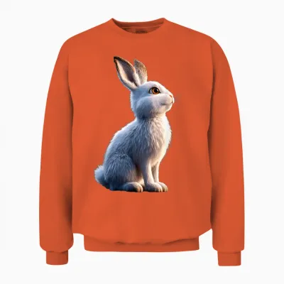 Rabbit Snow Hare Hare Fleece Hare White Rabbit Unisex Sweatshirt - Orange