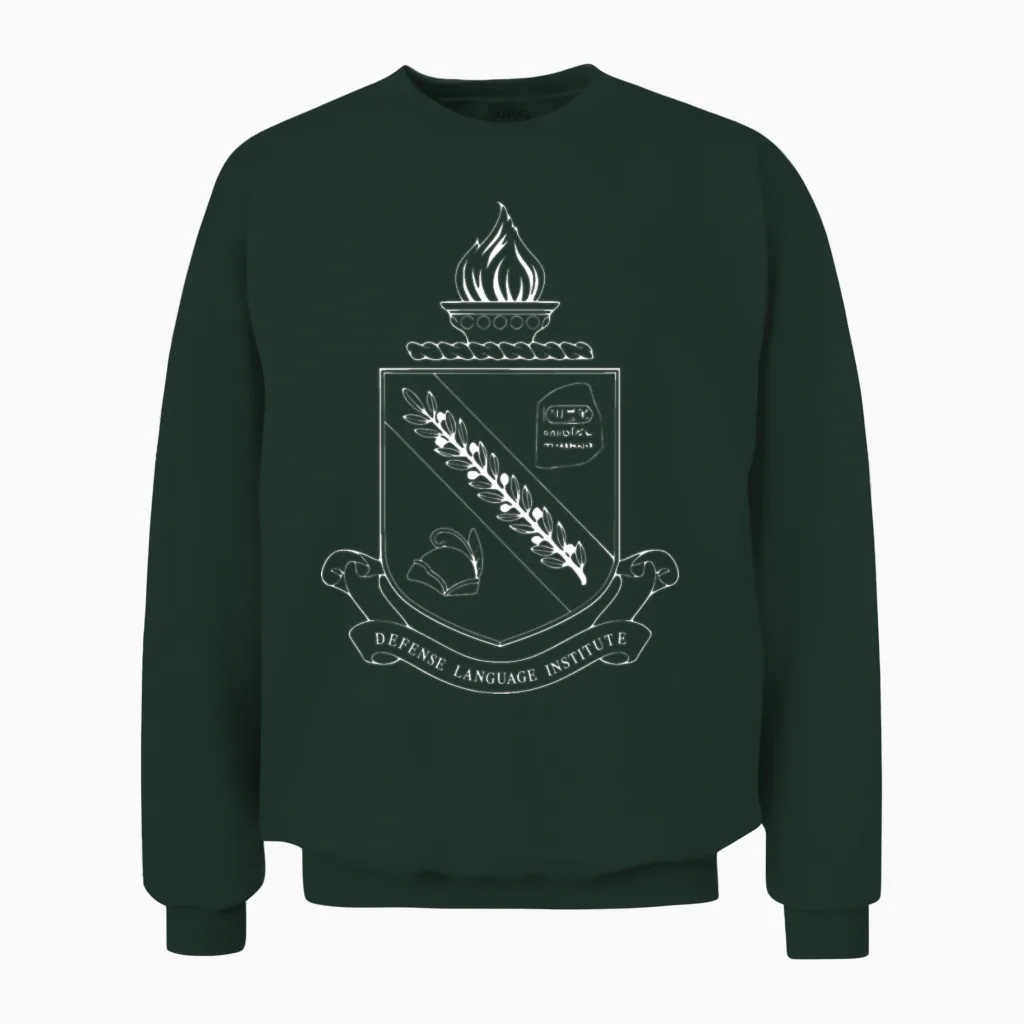 Dliflc Defense Language Institute All White Crest Unisex Sweatshirt in Forest