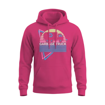 Garbage Truck Retro Unisex Hoodie - Heliconia