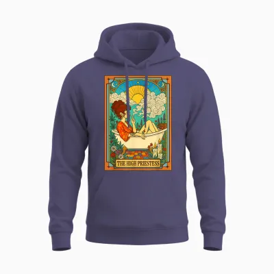 Cannabis Weed Lover 420 Stoned the High Priestess Tarotkarte Unisex Hoodie - Heather Sport Dark Navy