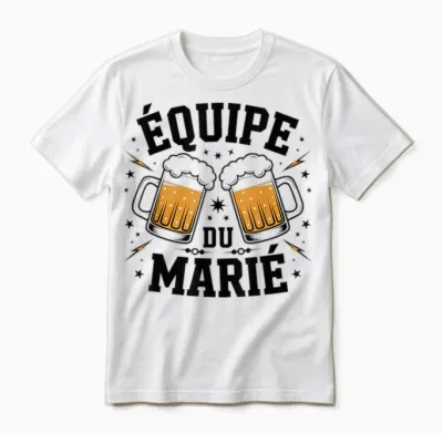 Married Team Stag Party Evg Team of the Groom T-Shirt, Black, S Unisex T-Shirt - White