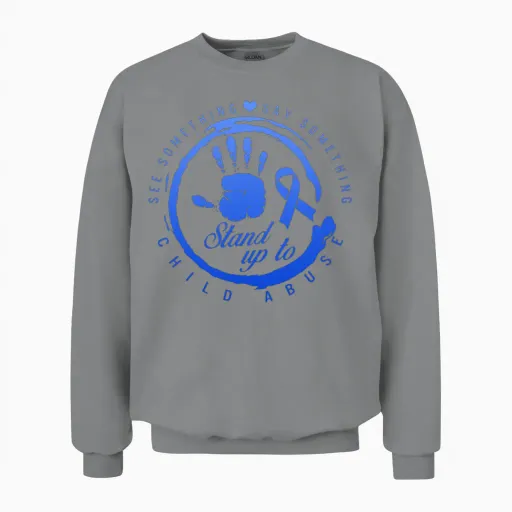 Child Abuse Prevention Month Shirt, Stand Up For Unisex Sweatshirt in Sport Grey