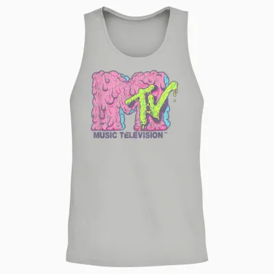 Mtv Logo Psychedelic Slime Brain Goo Zombie Melted Mtv Unisex Tank Top - Ash