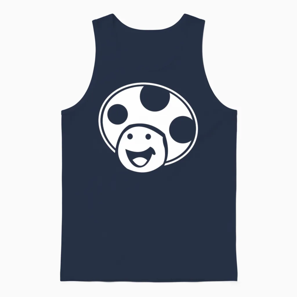 Head Mushroom Funny Unisex Tank Top in Navy