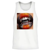 Bold Edgy Lip Art with Ride or Die Drip Unisex Tank Top - White – 2