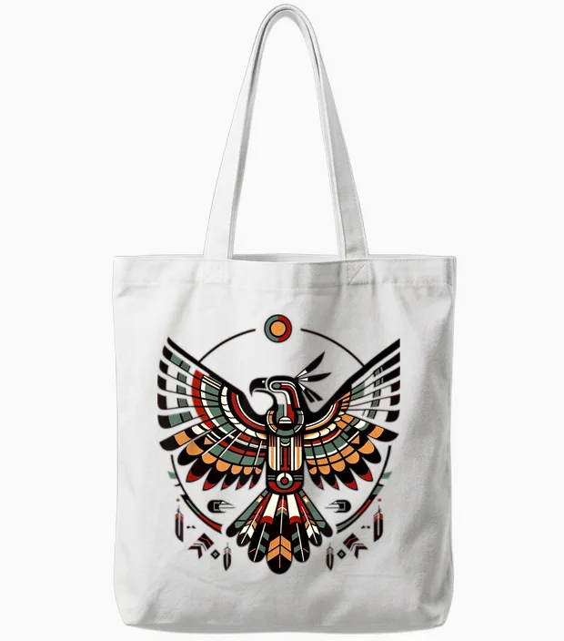 Thunderbird Native American Tribal Art Tote Bags in White