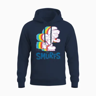 Smurfs Design with Smurfette on Roller Skates Unisex Hoodie - Navy