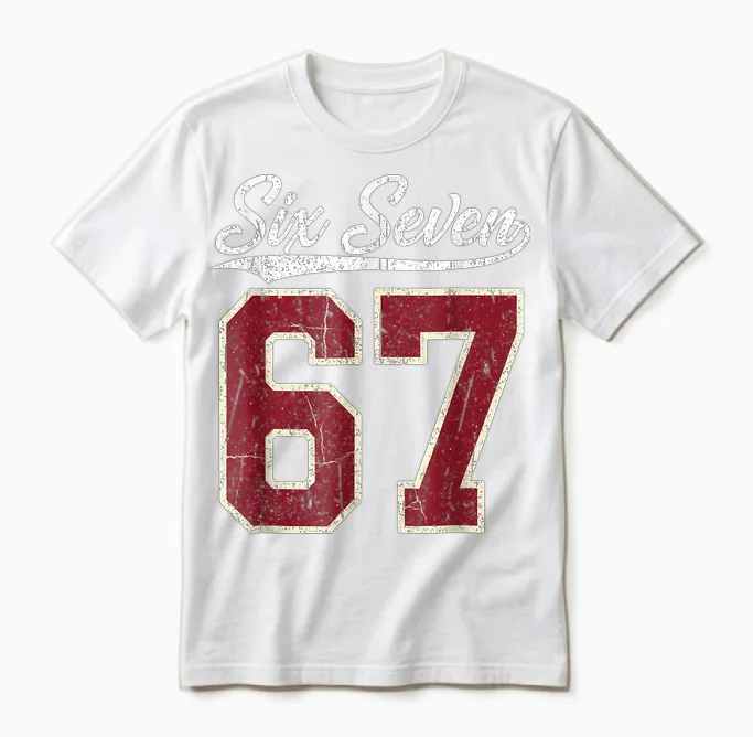 Six Seven Meme Boys Girls Kids 67 Baseball Jersey Unisex T-Shirt in White
