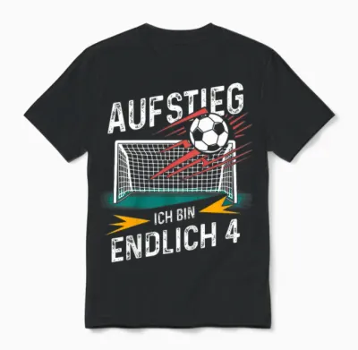 Kinder 4. Geburtstag Junge Fußball 4 Jahre Spruch Unisex T-Shirt - Black