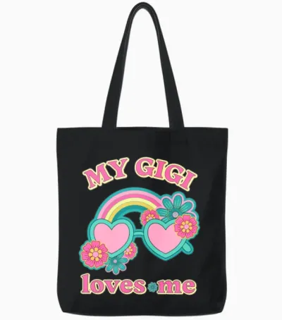 Gigi Loves Me Retro Tote Bags - Black