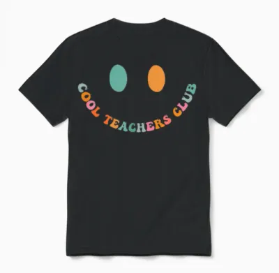 Groovy Cool Teachers Club Lehrer Vorne Und Hinten Unisex T-Shirt - Black