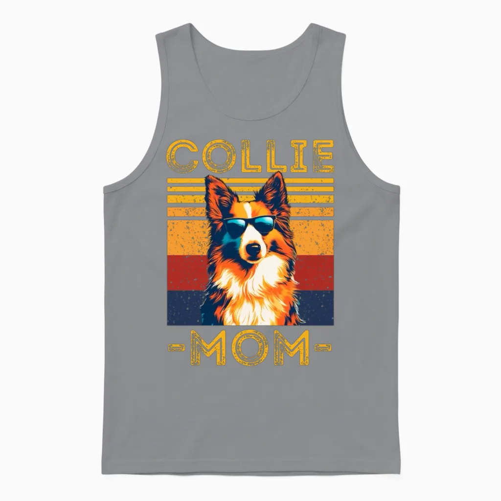 Collie Mom Retro Unisex Tank Top in Sport Grey