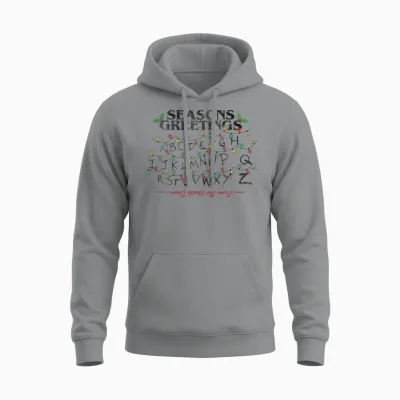 Stranger Things Christmas Greetings Upside Down Distressed Unisex Hoodie - Sport Grey