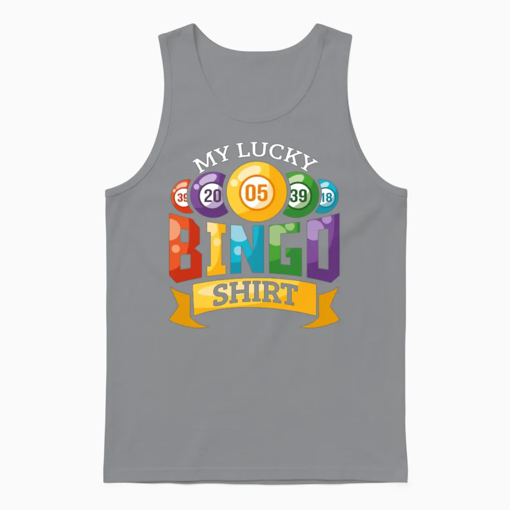My Lucky Bingo T-Shirt Funny Bingo Playerlong,slee Unisex Tank Top in Sport Grey