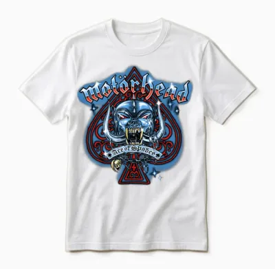 Motörhead Ace of Spades Airbrush Long Handle, Blue, S Unisex T-Shirt - White