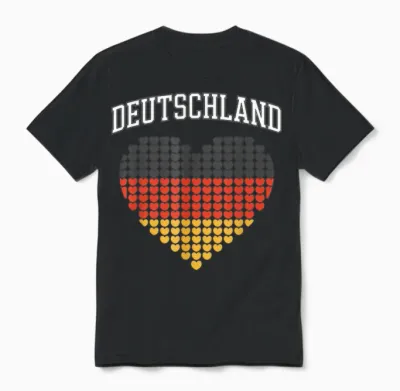 Deutschland Flagge Als Herz Unisex T-Shirt - Black