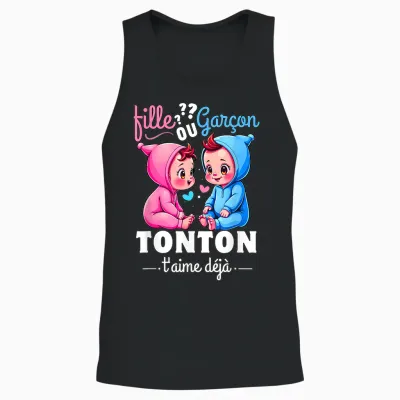 Man Gift Gender Reveal Tonton Party Sex Reveal Baby T-Shirt, Black, S Unisex Tank Top - Black