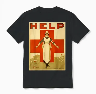 Vintage Poster - Rotes Kreuz Retro Unisex T-Shirt - Black