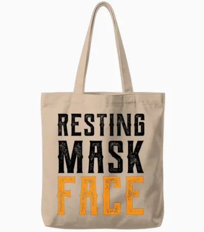 Resting Mask Face Funny Mask Funny Mask Funny Tote Bags - Natural