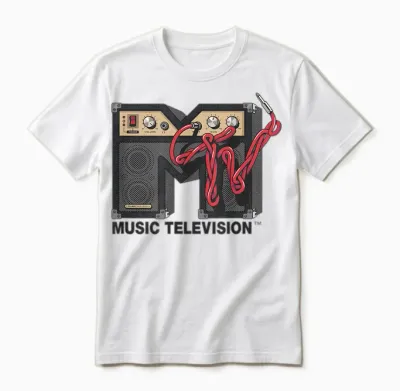 Mtv Amp Speaker Guitar Cable Amplifier Stereo Sound Mtv Unisex T-Shirt - White
