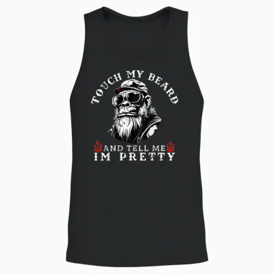 Touch My Beard and Tell Me I'm Pretty Monkey Unisex Tank Top - Black