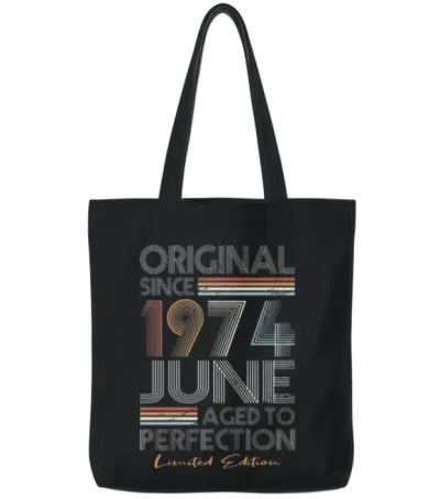 50th Birthday Vintage June 1974 Original 1974 Tote Bags - Black