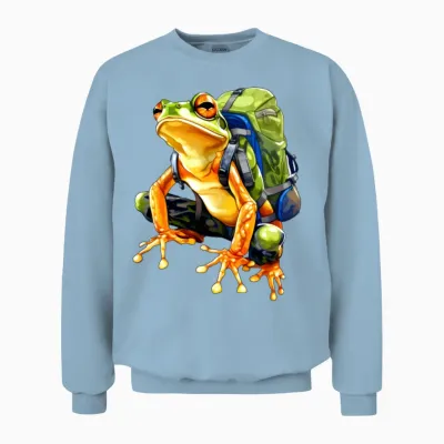 Frog Mountaineer / Hiking Frogs Unisex Sweatshirt - Light Blue