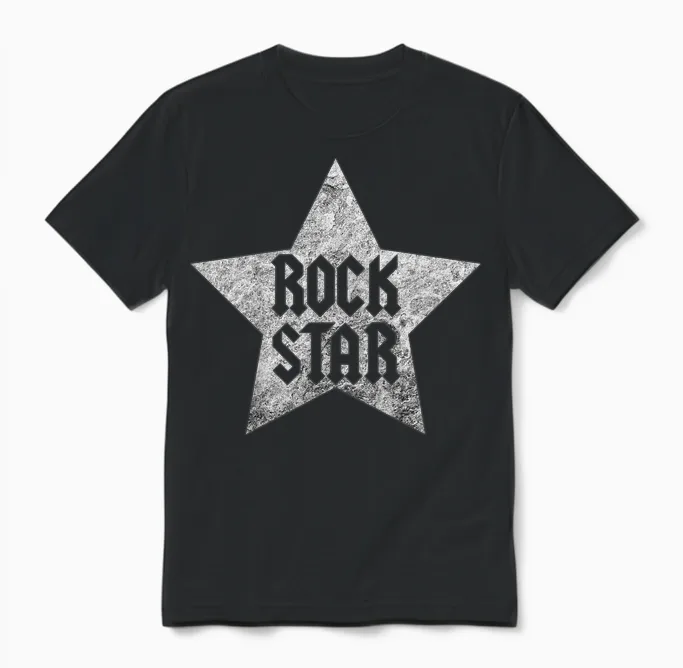 Kids Rock Star Rockstar Top for Boys and Girls, Rock 'n' Roll T-Shirt, Black, 2 Unisex T-Shirt in Black