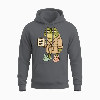 Morgenmuffel Kaffee Mürrischer Frosch ähm Nö Spruch Lustig Unisex Hoodie - Charcoal