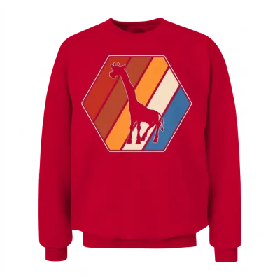 Giraffe Retro Unisex Sweatshirt - Red