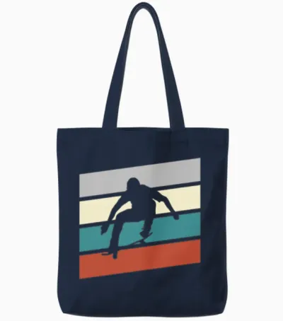 Skating Retro Tote Bags - Navy
