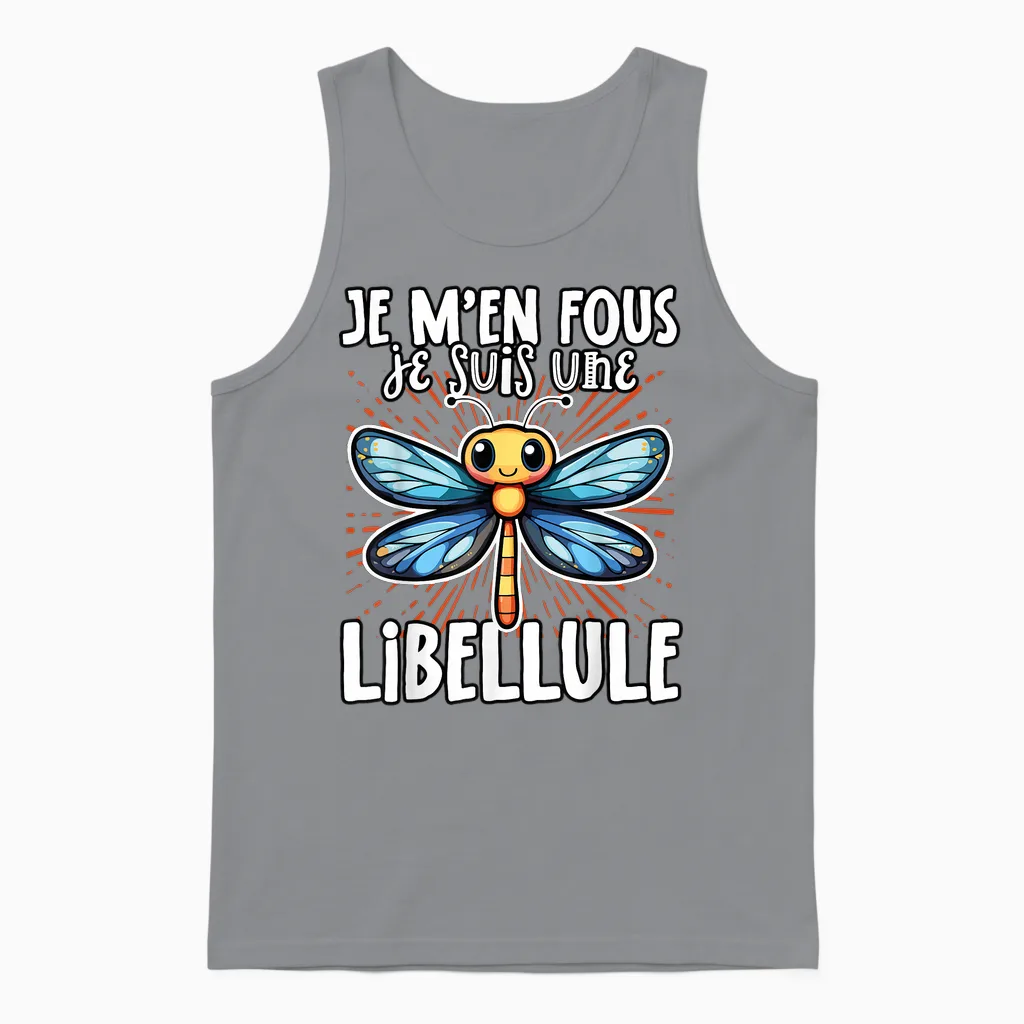 Je M'en Fous Je Suis Une Libellule - Sweet Dragonfly T-Shirt, Black, S Unisex Tank Top in Sport Grey