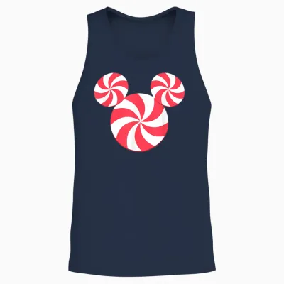 Disney Mickey Mouse Icon Christmas Peppermint Candy Holiday Unisex Tank Top - Navy
