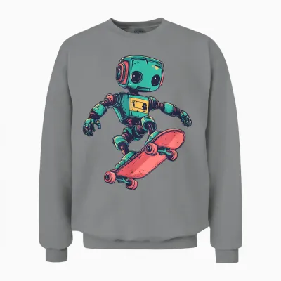 Cooler Skating Roboter Mit Skateboard Für Jungen Und Mädchen Unisex Sweatshirt - Sport Grey