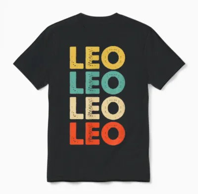 Leo Vorname T-Shirts & Geschenke - Leo T-Shirt - Unisex - Schwarz - Klein - Crew-Ausschnitt - Klassisch - Personalisiertes Leo Name Unisex T-Shirt - Black