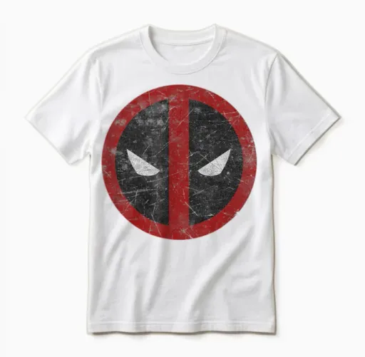 Marvel Comics Retro Classic Deadpool Mask Distressed Icon Unisex T-Shirt in White