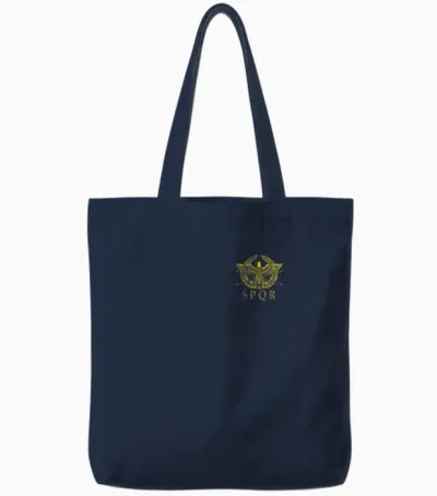 S.p.q.r. Chest Pocket - Antique Rome Logo Spqr Distressed Tote Bags - Navy