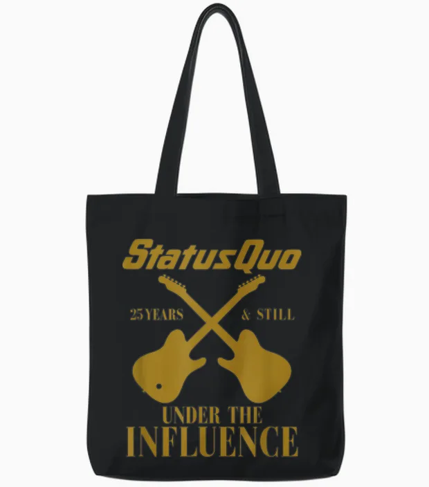 Status Quo Influence Guitars Black Tote Bags in Black