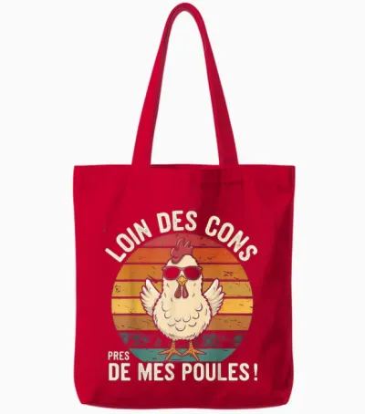 Away from Cons Near My Hens Funny Hen Gift Vintage T-Shirt, Black, S Tote Bags - Red