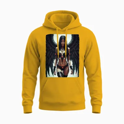 Sexy Angel Girl Over T-Shirt – Fallen Angel Bikini Pinup Girl Unisex Hoodie - Gold