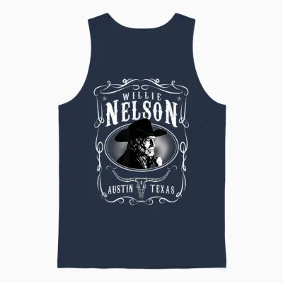Willie Nelson Offizielles Austin T-Shirt, Herren, Schwarz, S, Kurzarm, Klassisch, Lizenziert Und Offiziell, Willie Nelson Fans, Musikliebhaber, Classic T-Shirt Fans, Erwachsene, Kinder Unisex Tank Top - Navy
