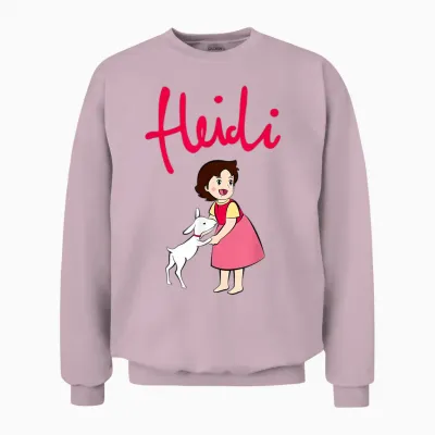 Heidi with Goat Cute with Logo Pink Cartoon Tv Series T-Shirt, Black Unisex Sweatshirt - Light Pink
