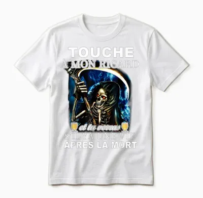 Touch My Ricard and You'll See if There's a Life After the T-Shirt, Black, S Unisex T-Shirt - White