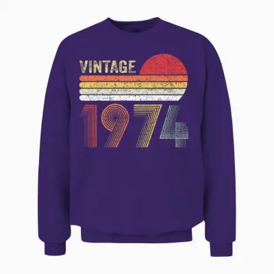 Vintage 1974 Unisex Sweatshirt - Purple