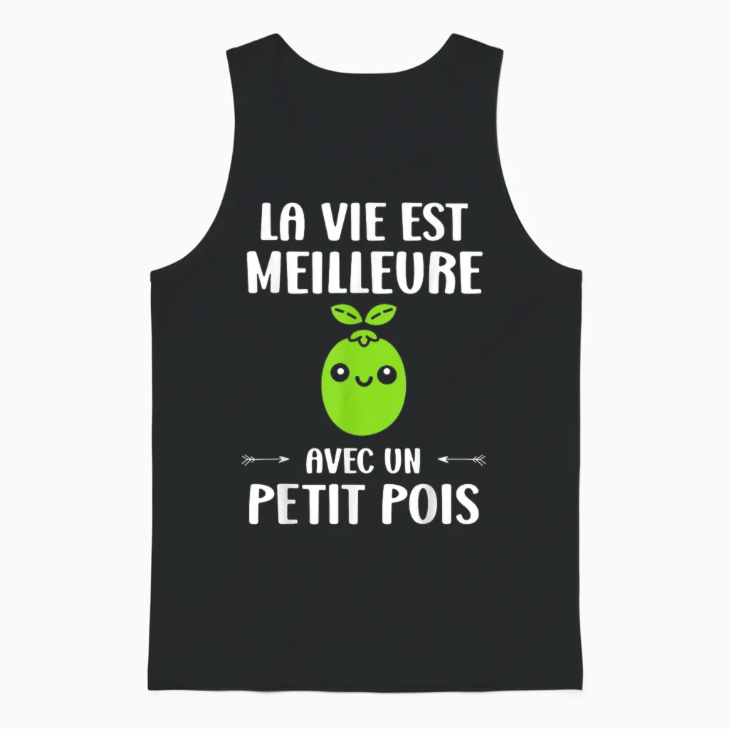 Humour Vegetables Je M'en Fous Je Suis Un Un Petit Pois T-Shirt, Black, S Unisex Tank Top in Black