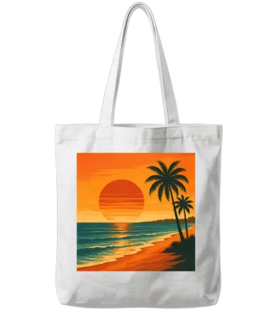 Retro Vintage Sunset Tote Bags - White