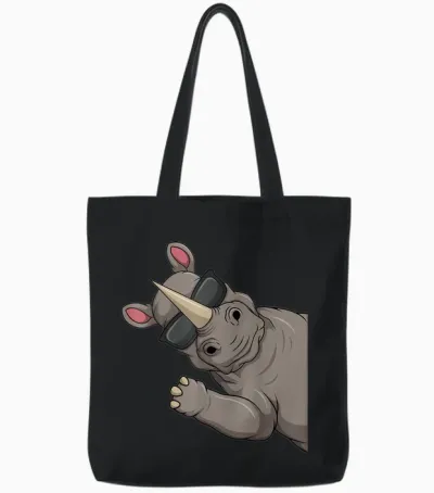 Nashorn Kinder Jungen Damen Tote Bags - Black