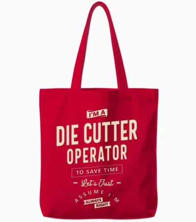 Die Cutter Operator Job Title Occupation Birthday Tote Bags - Red
