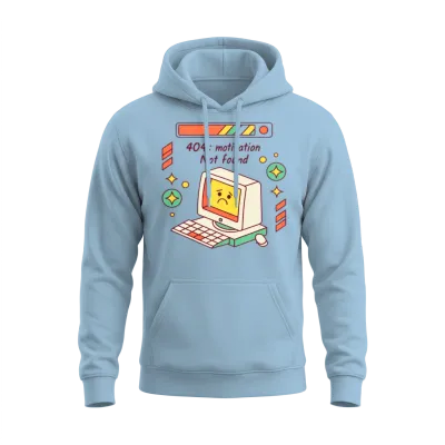 Retro Computer 404 Mood Unisex Hoodie - Light Blue