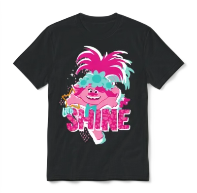Trolls Shine with Pink Poppy Unisex T-Shirt - Black